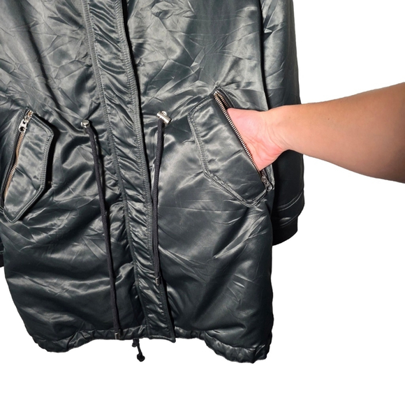 Mackage Small Down Parka Real Fur Trim Hood Long Puffer Coat Dark Green Womens S - Picture 5 of 16